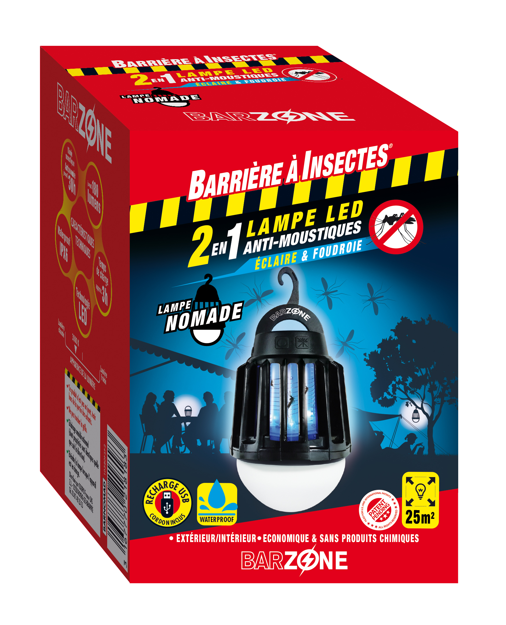 BARRIERE A INSECTES BARZONE Lampe LED Nomade Anti-moustiques 2 en