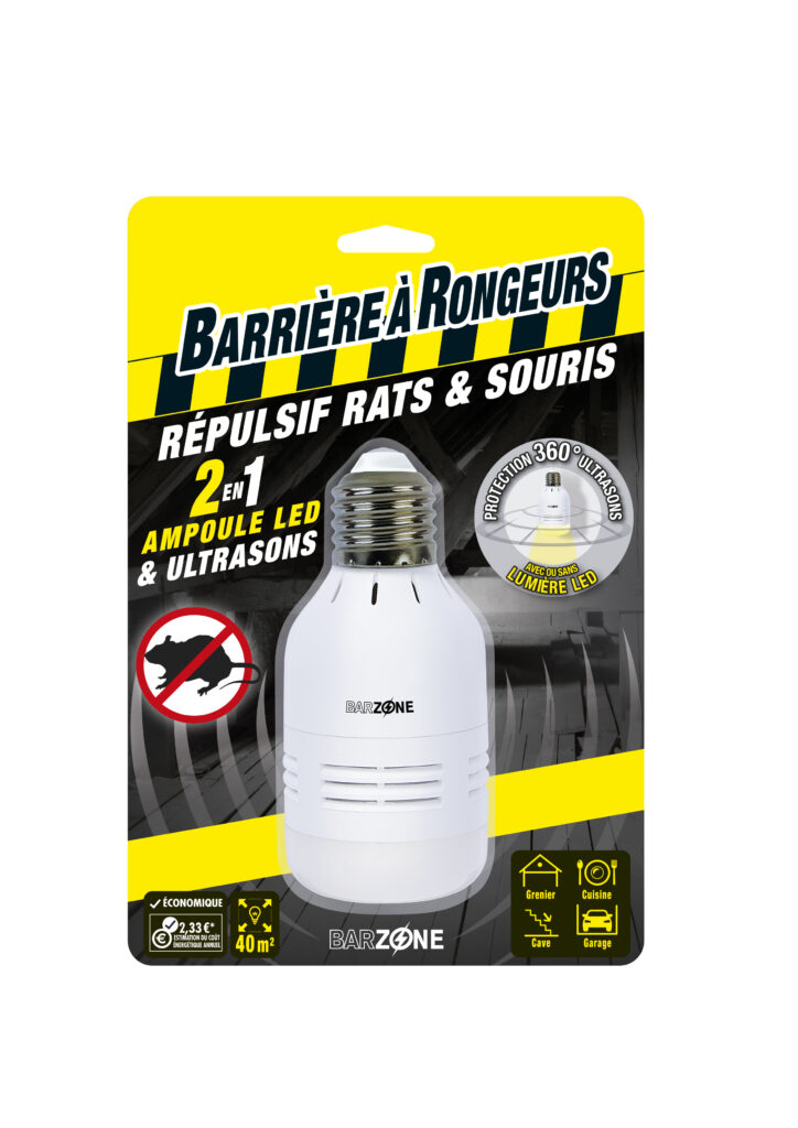Ampoule LED & Ultrasons 2 en 1 contre rats et souris
